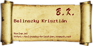Belinszky Krisztián névjegykártya